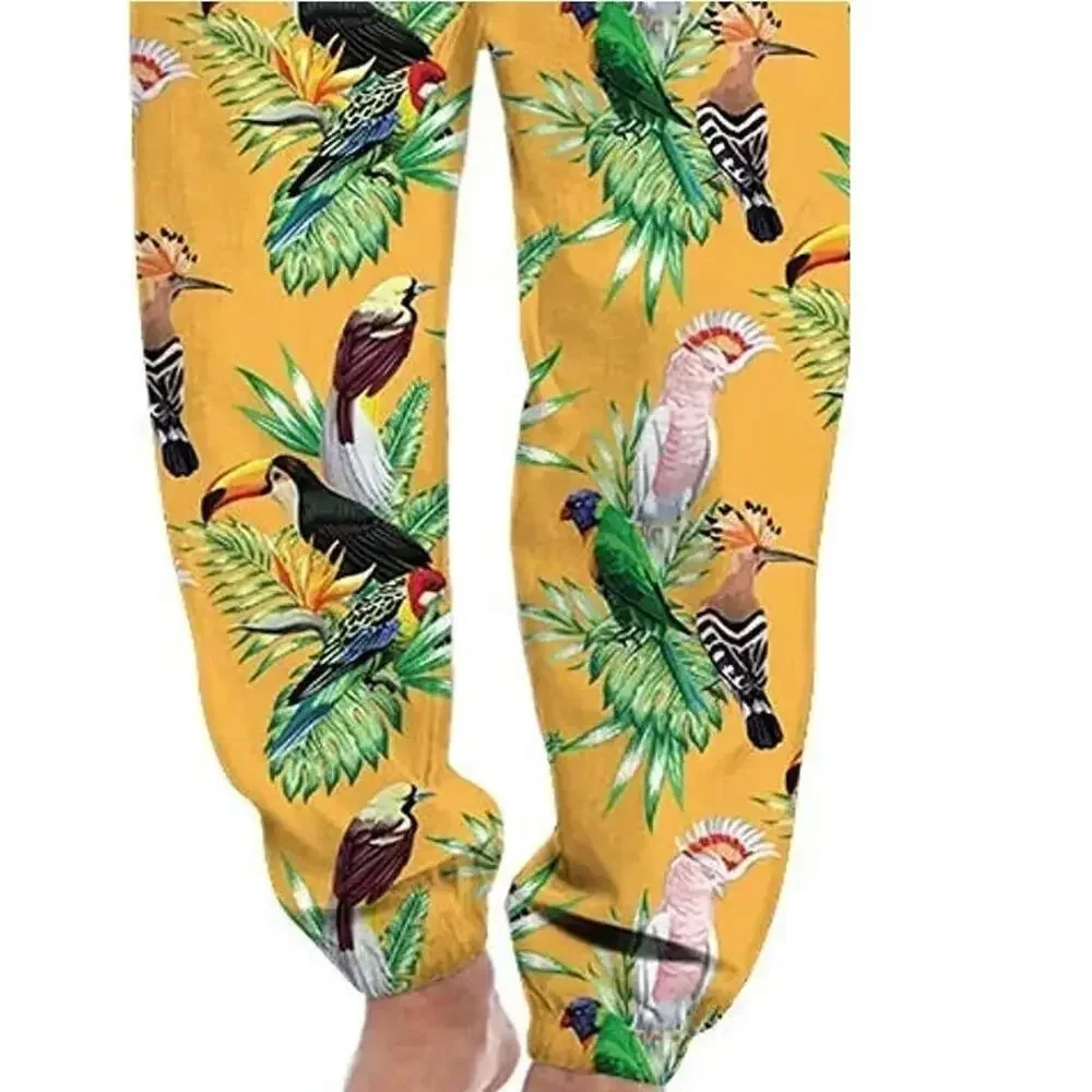 ME Bird of Paradise Pajama Lounge Jogger Pant GOLD Floral Tropical Summer Men XL